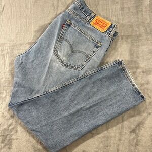 Levis 505 Regular Fit Straight Leg Jeans Mens 40x32 Light Wash Denim‎